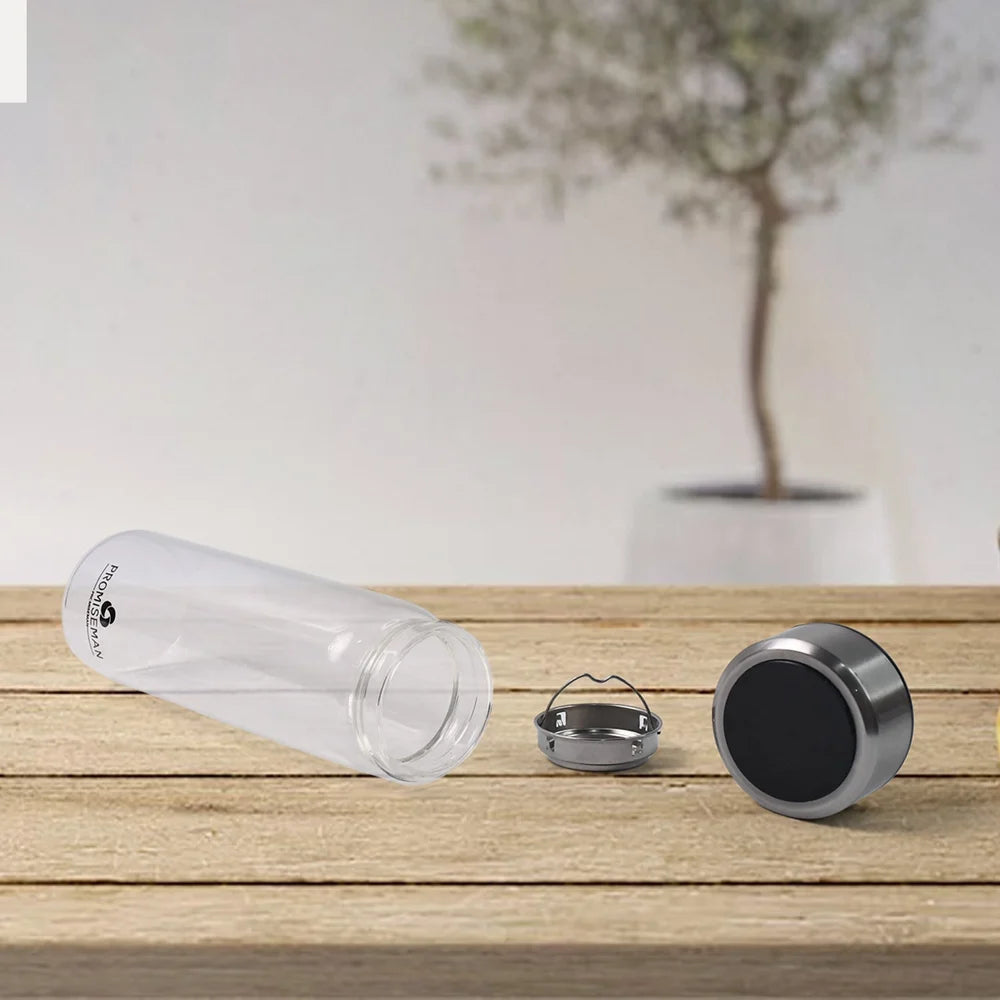 500ml glass water bottle with steel lid