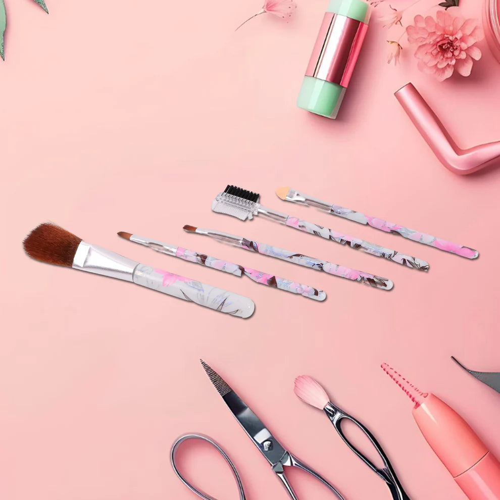Floral makeup brush set