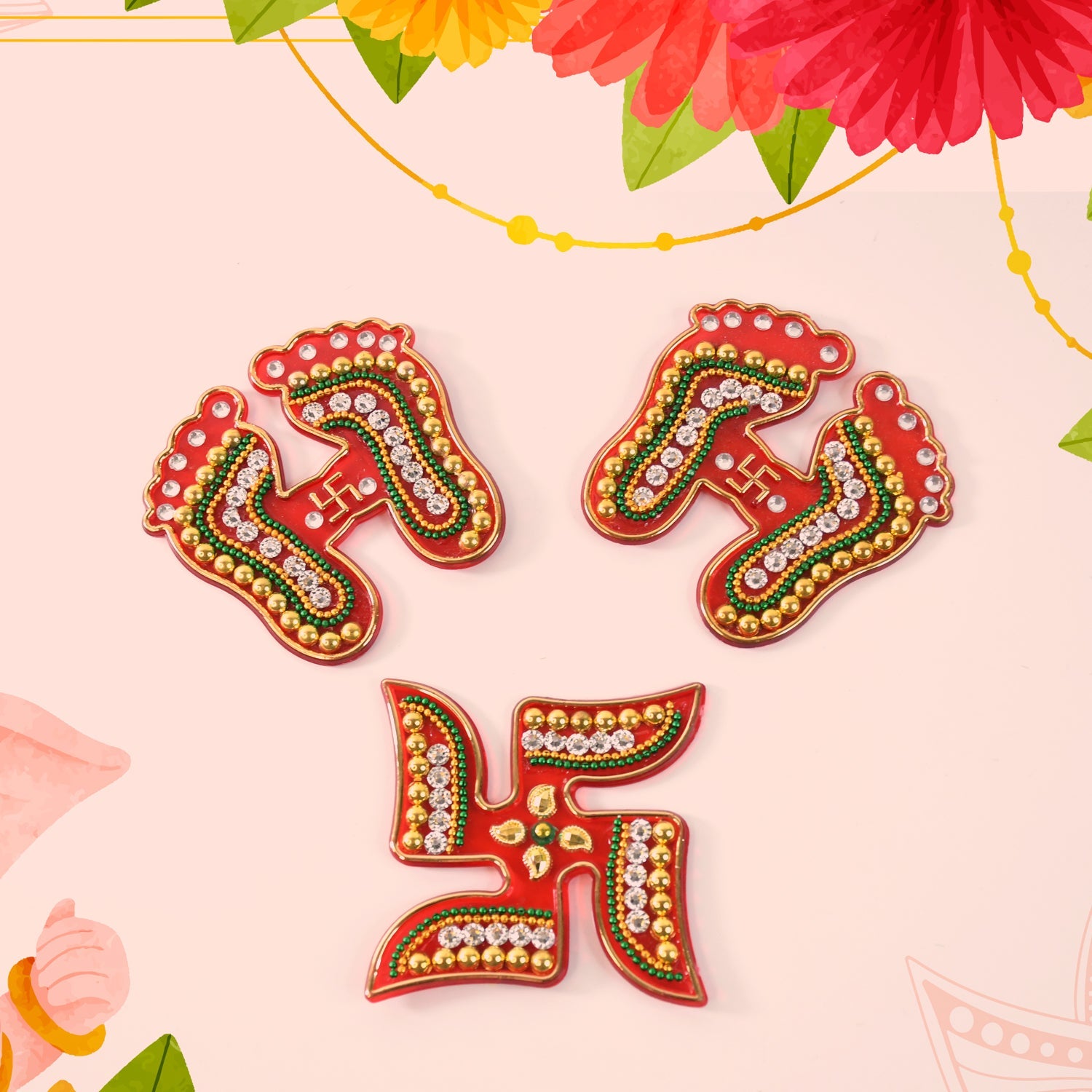 Laxmi Charan & Swastik Set – 3 Pc