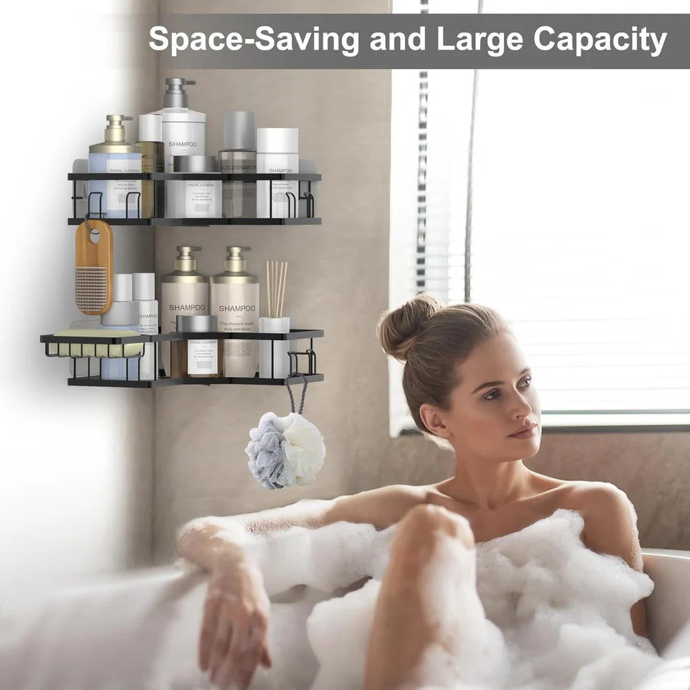 Self-adhesive corner shelf organizer