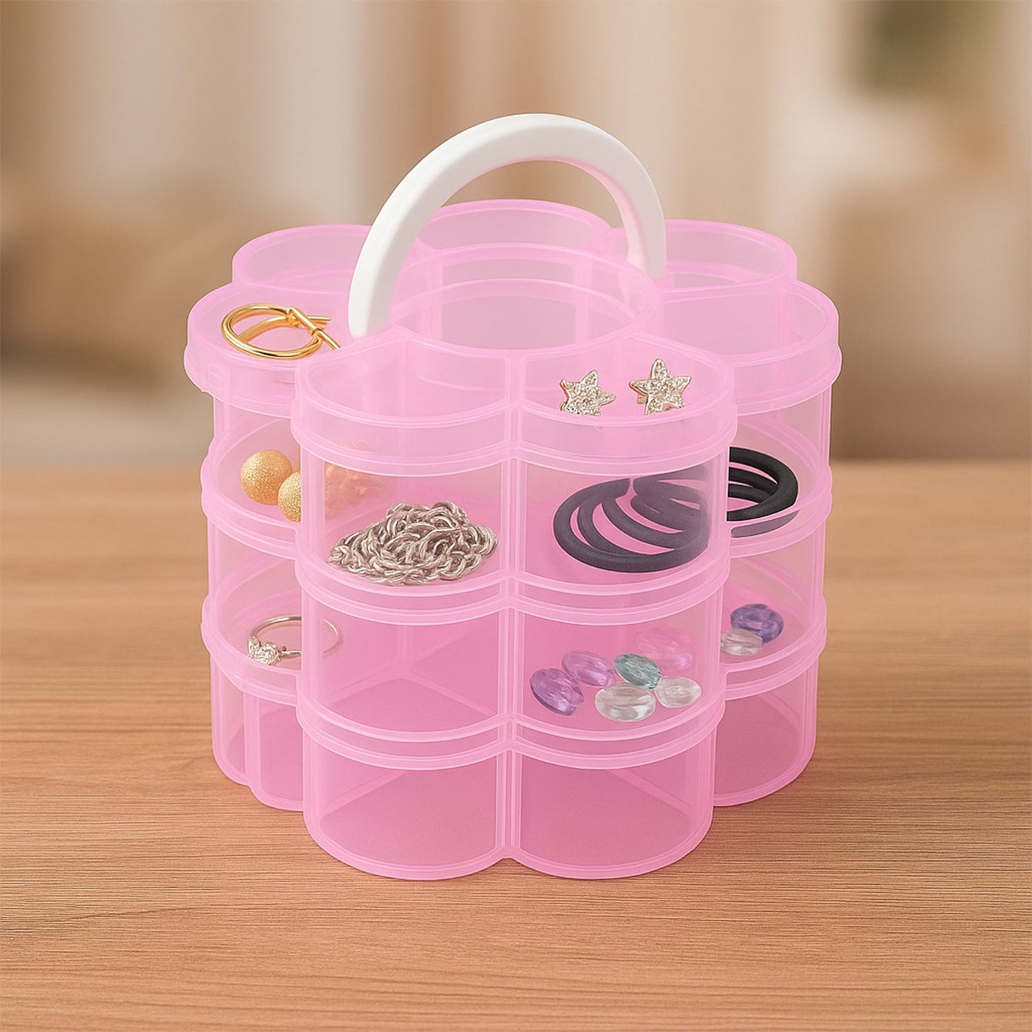 Flower-Shaped 3-Layer Organizer Box