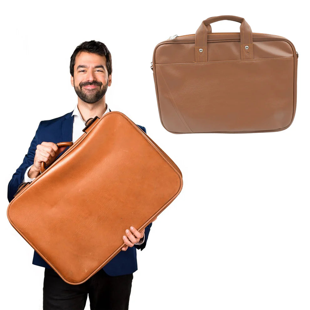 Faux leather laptop bag