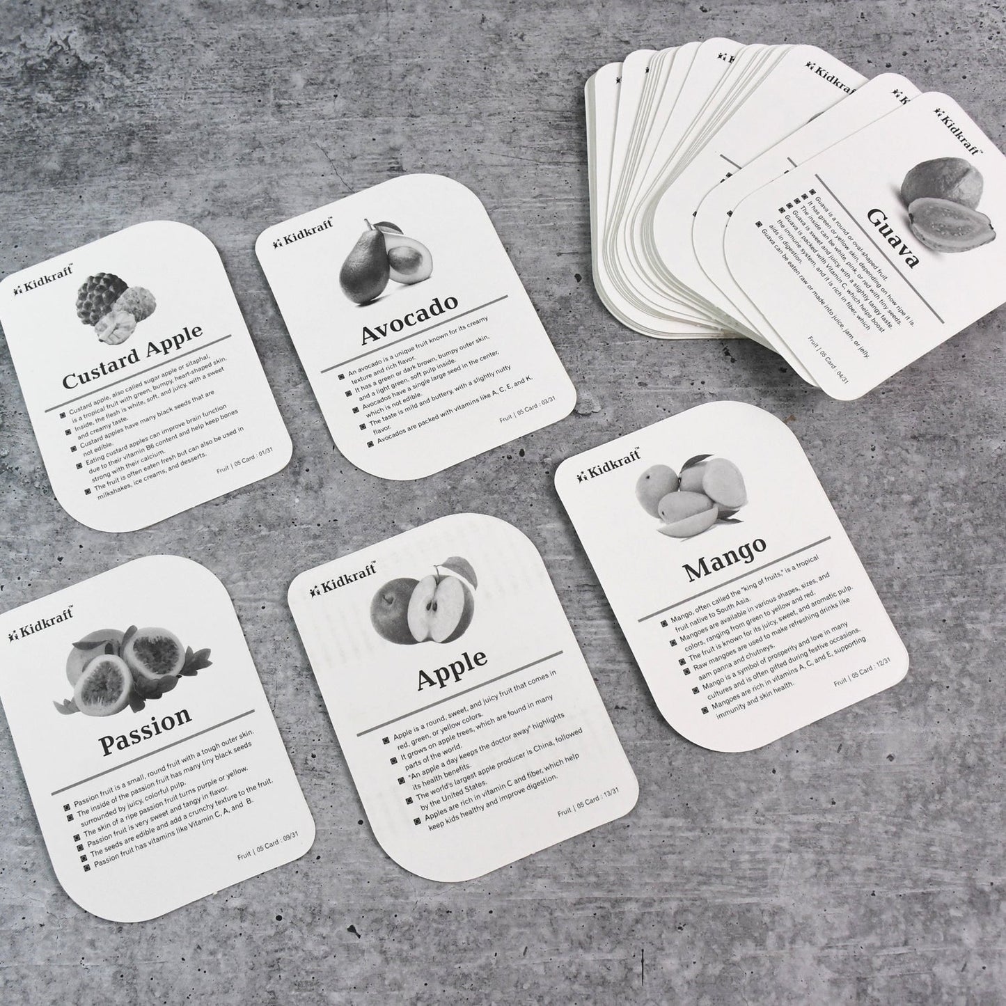 32-Piece Fruit Flashcards for Kids