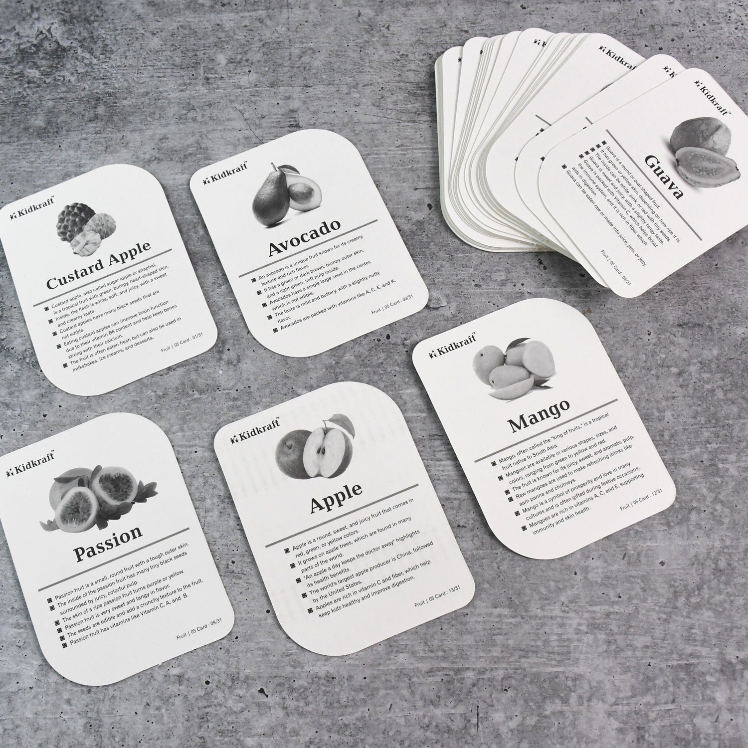 32-Piece Fruit Flashcards for Kids