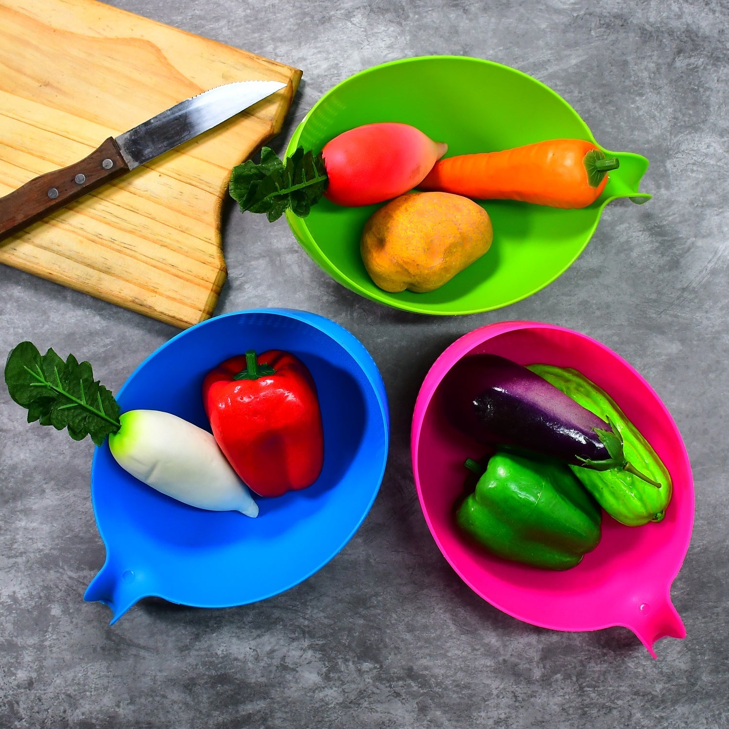 Plastic Rice & Food Strainer – 3 Pcs