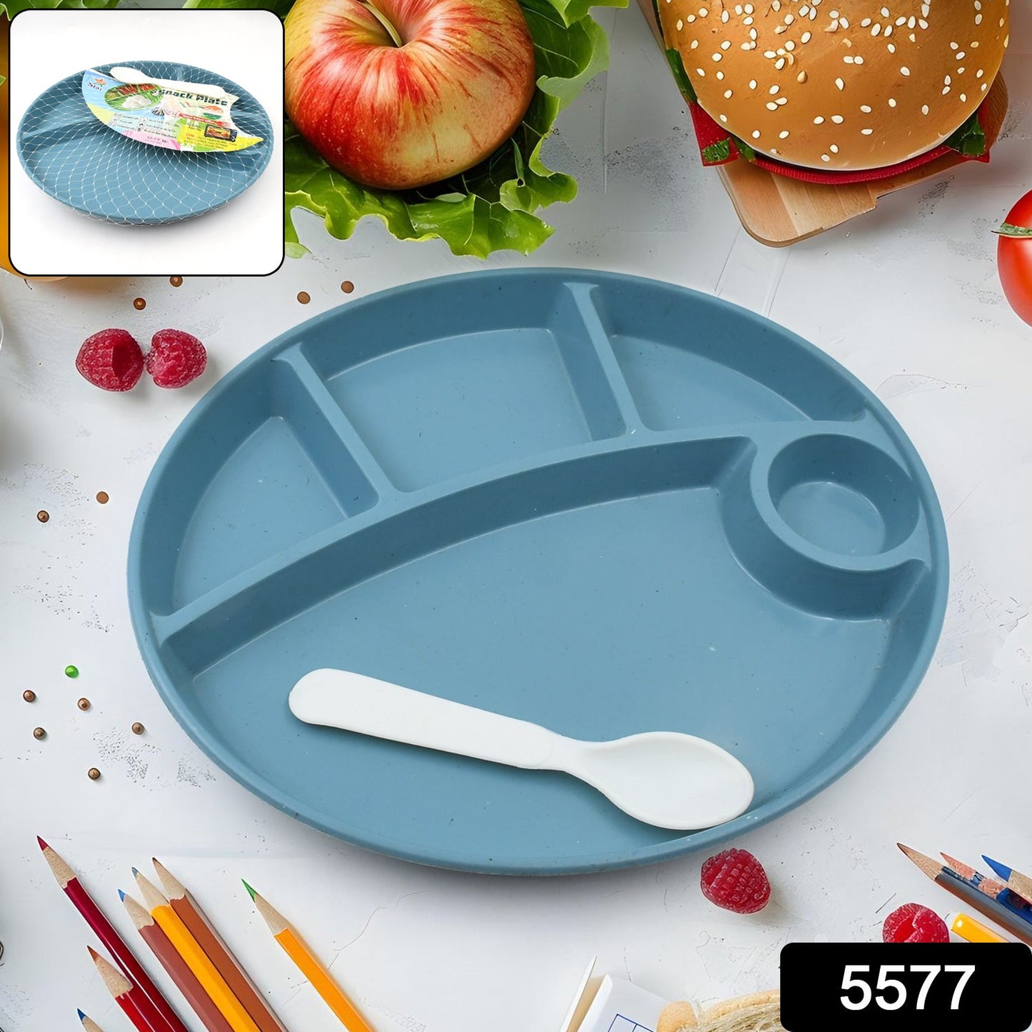 5 Compartment Plastic Plate – 1 Pc