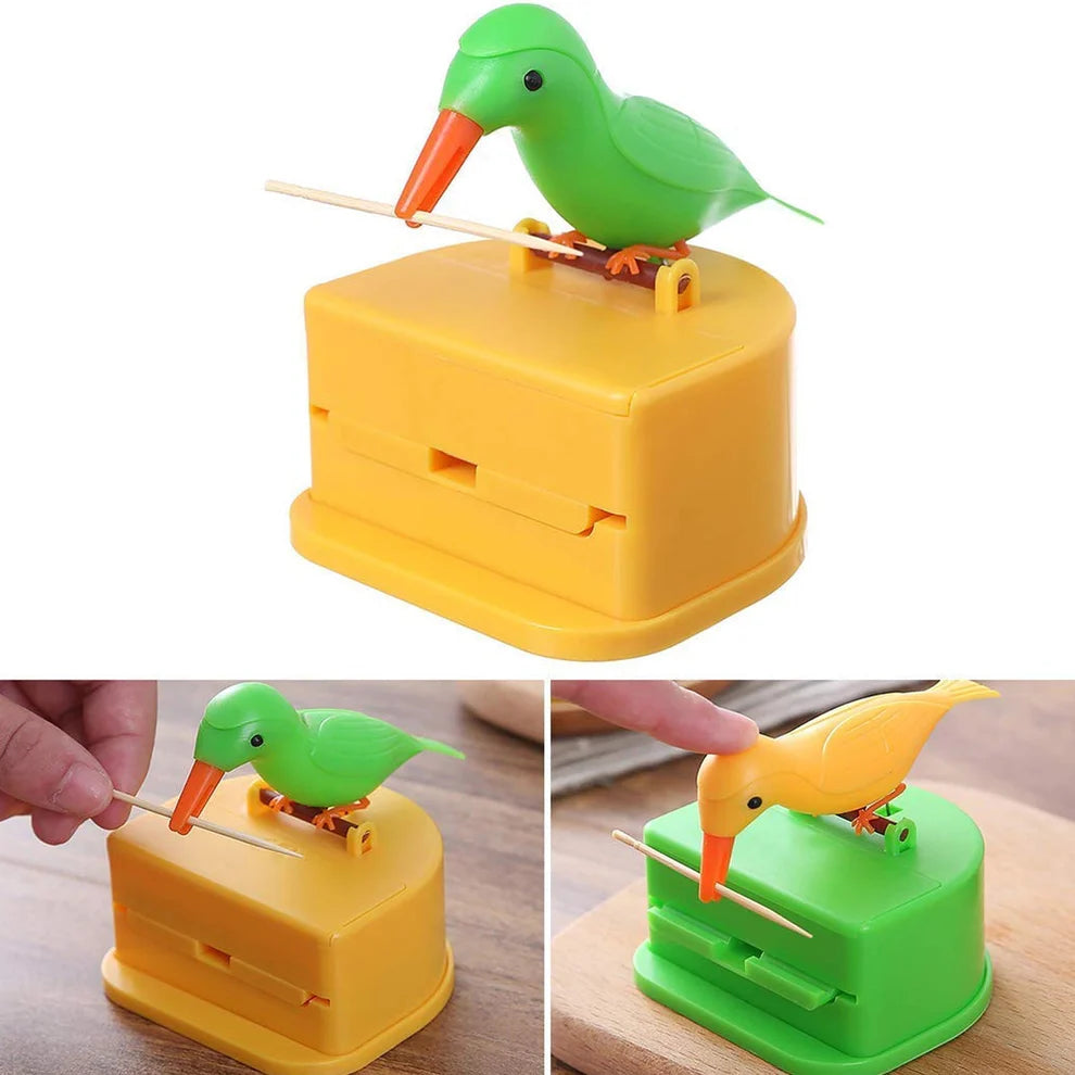 Automatic bird toothpick dispenser