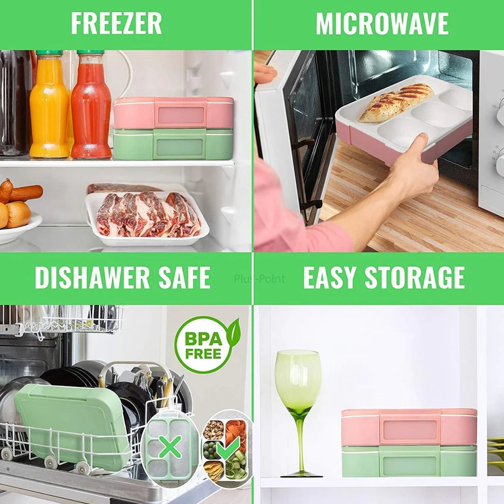 4 compartment leak-proof lunch box