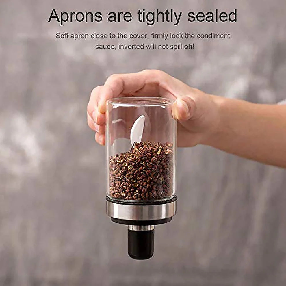 Glass oil dispenser & spice jar set – 5 pcs