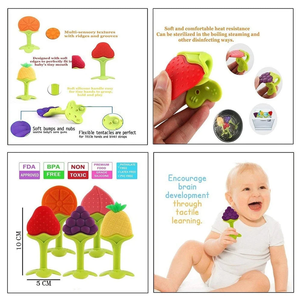 Silicone fruit shape baby teether