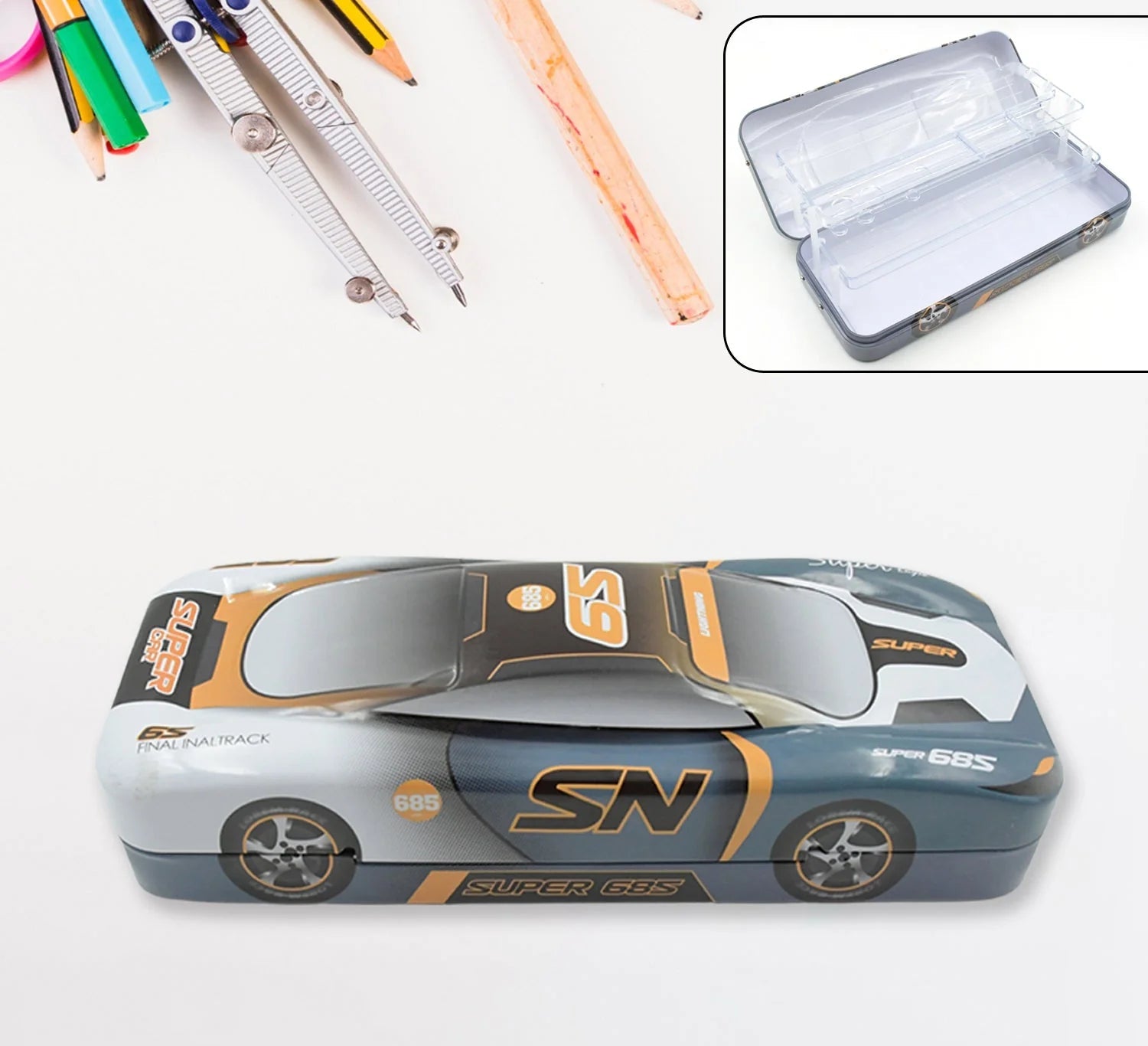 Car shape metal pencil box