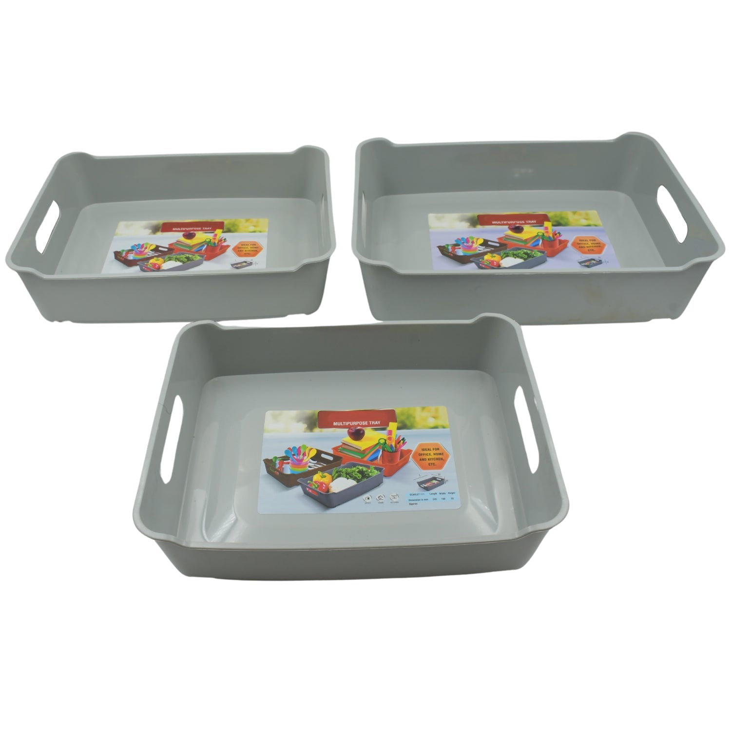 Multipurpose scarlet tray 3pcs