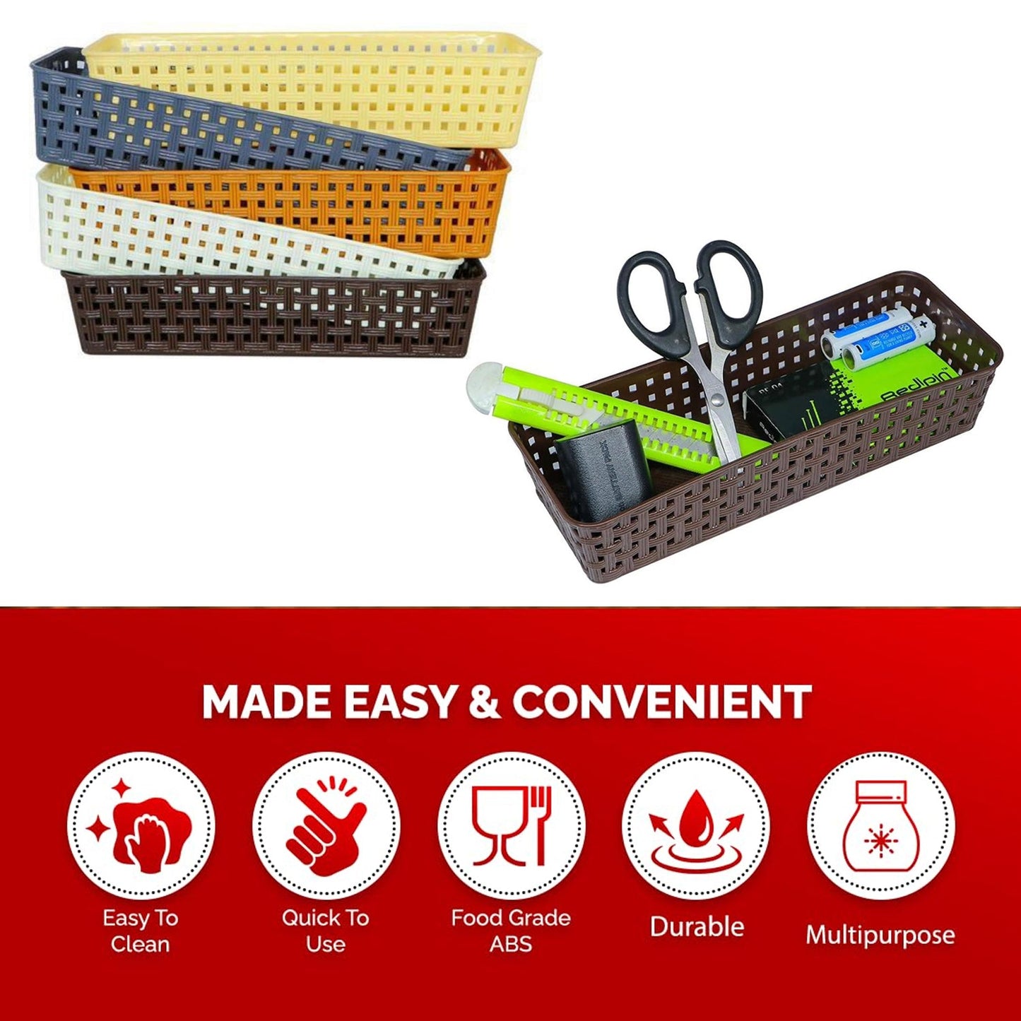 Plastic Multipurpose Desk Organizer (6 Pcs Set)