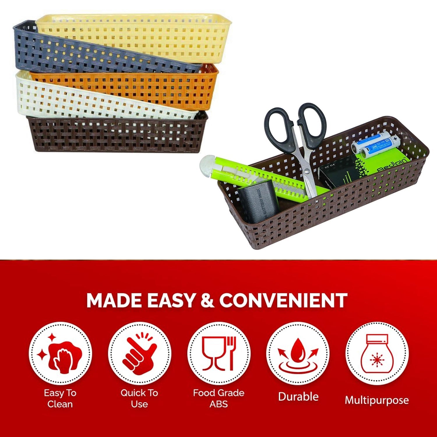 Plastic Multipurpose Desk Organizer (6 Pcs Set)