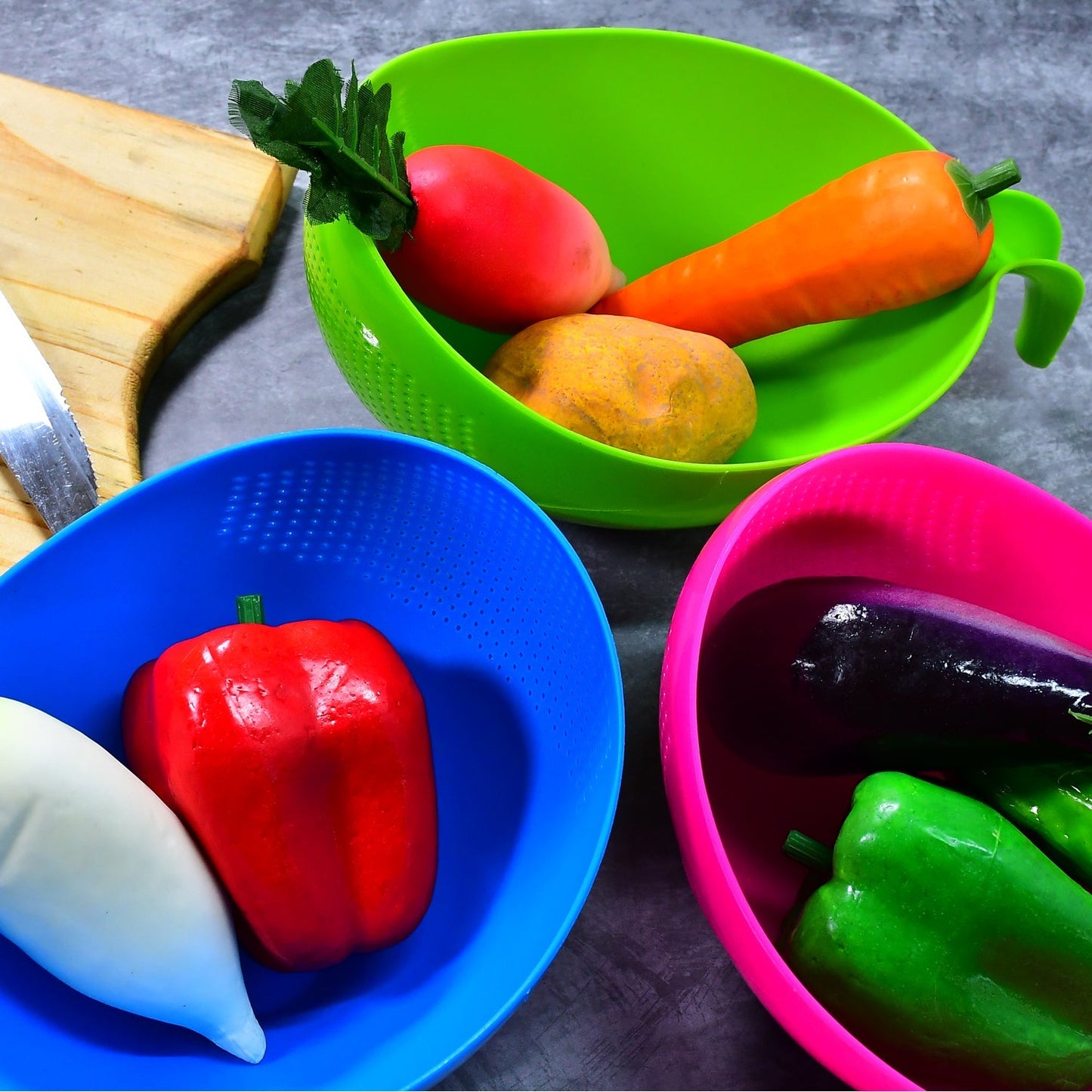 Plastic Rice & Food Strainer – 3 Pcs