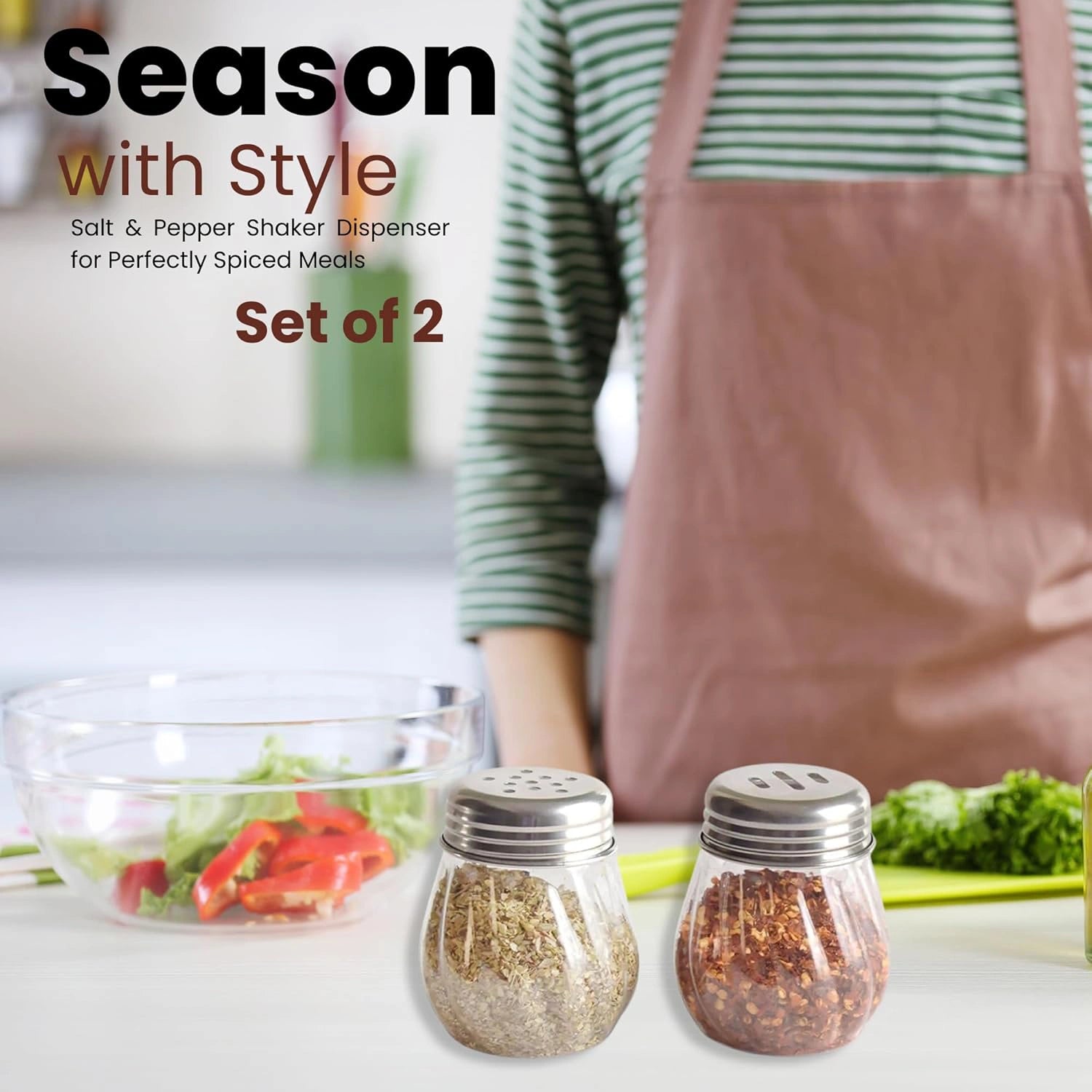 Oregano & chilli flakes dispenser set