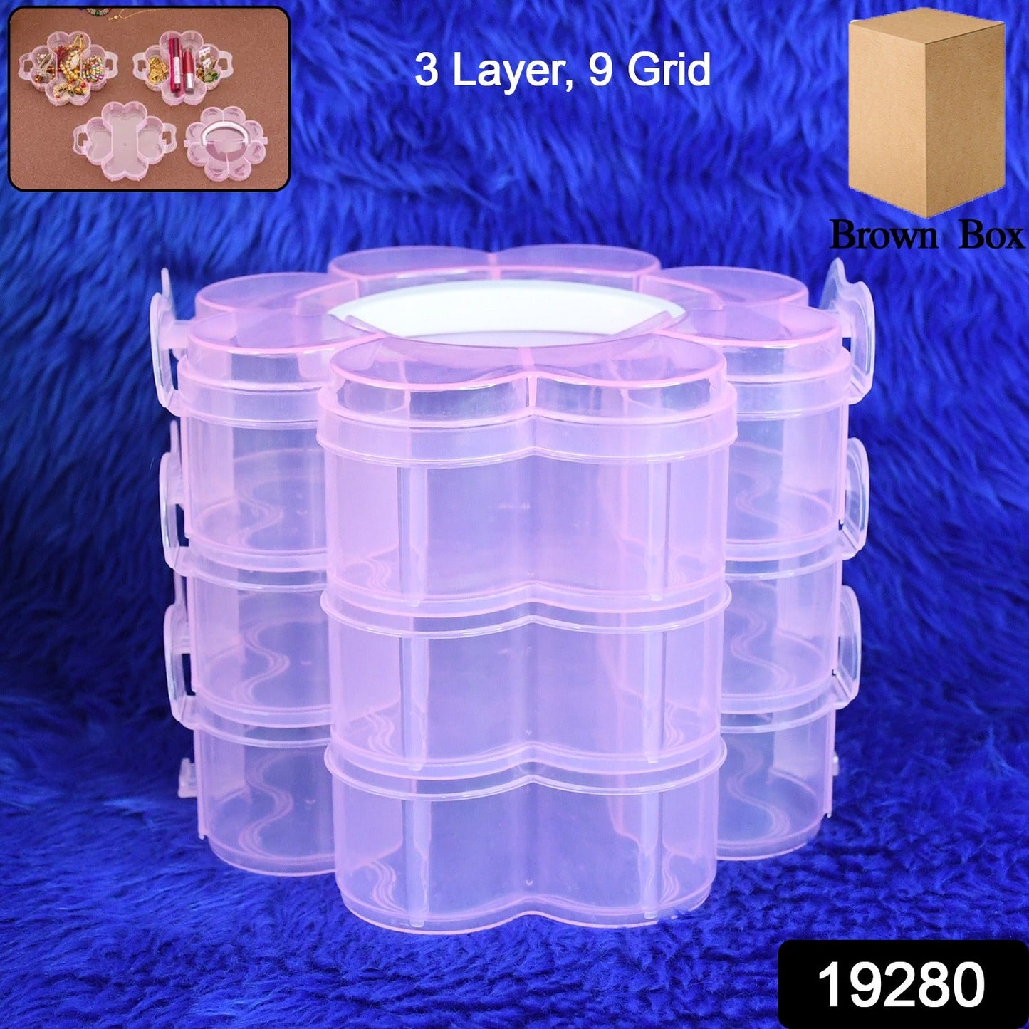 Flower-Shaped 3-Layer Organizer Box