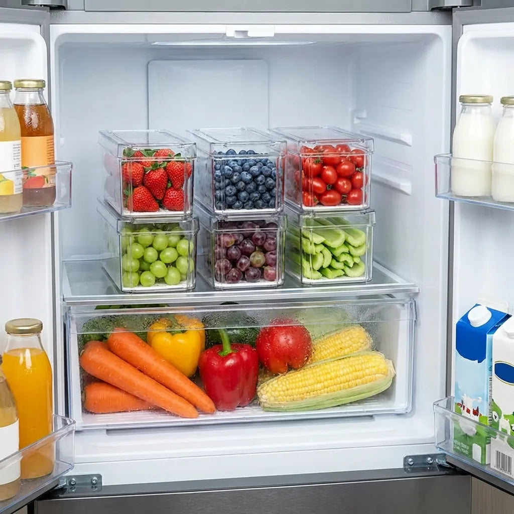 Plastic Refrigerator Organizer Bins Set Of 2
