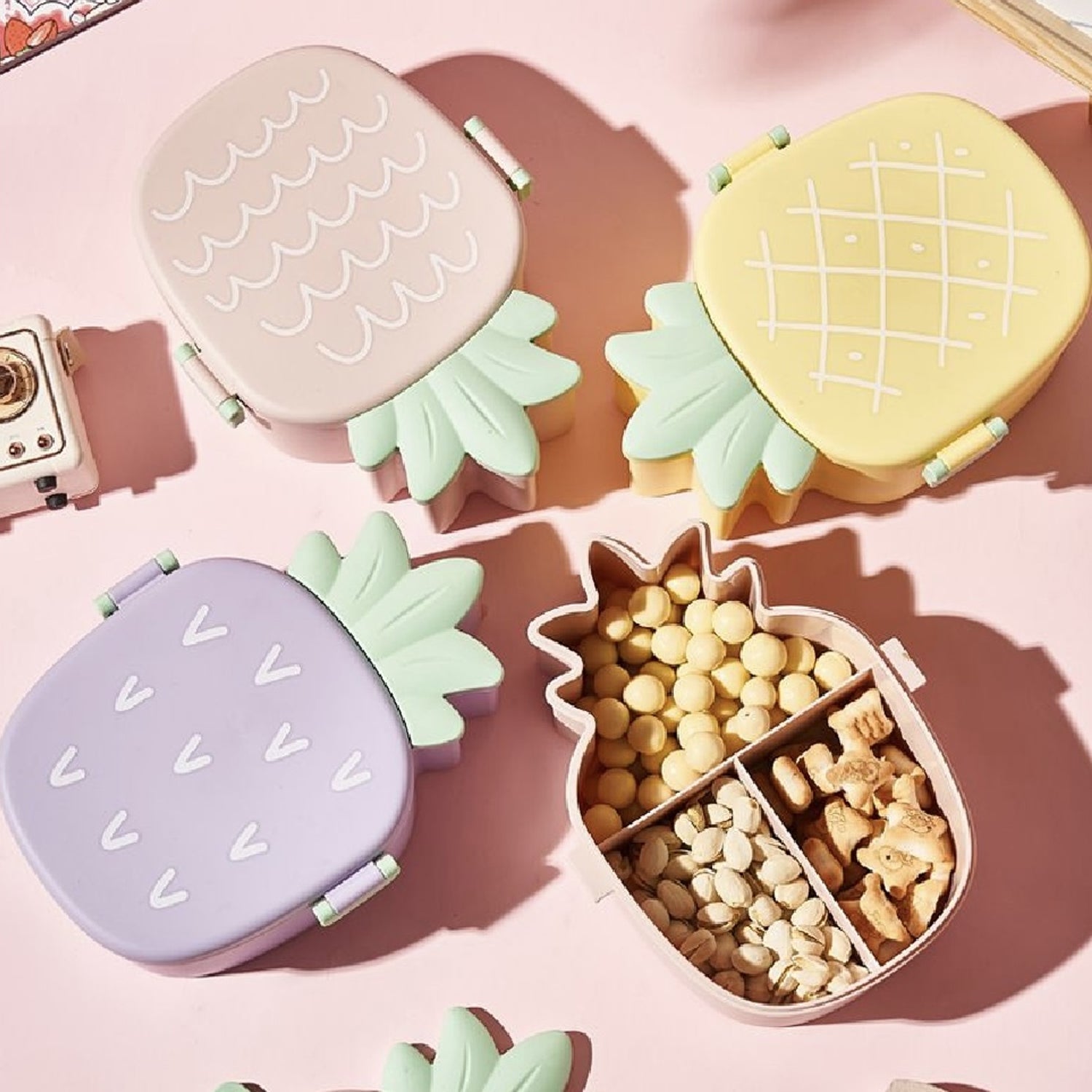 Kids Pineapple Shaped Lunch Box With Spoon-Fork
