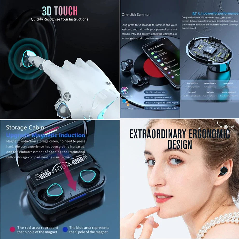 Led display wireless earbuds
