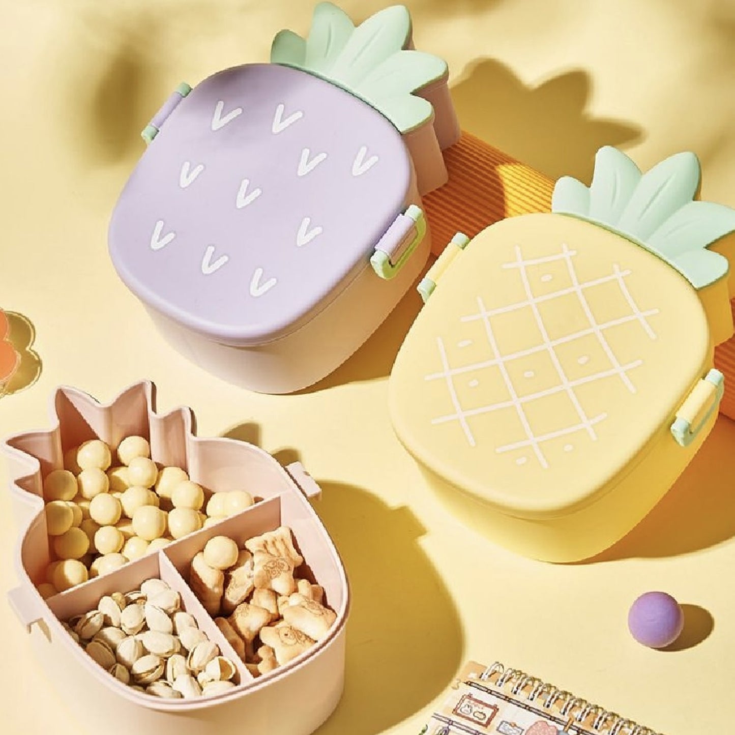 Kids Pineapple Shaped Lunch Box With Spoon-Fork