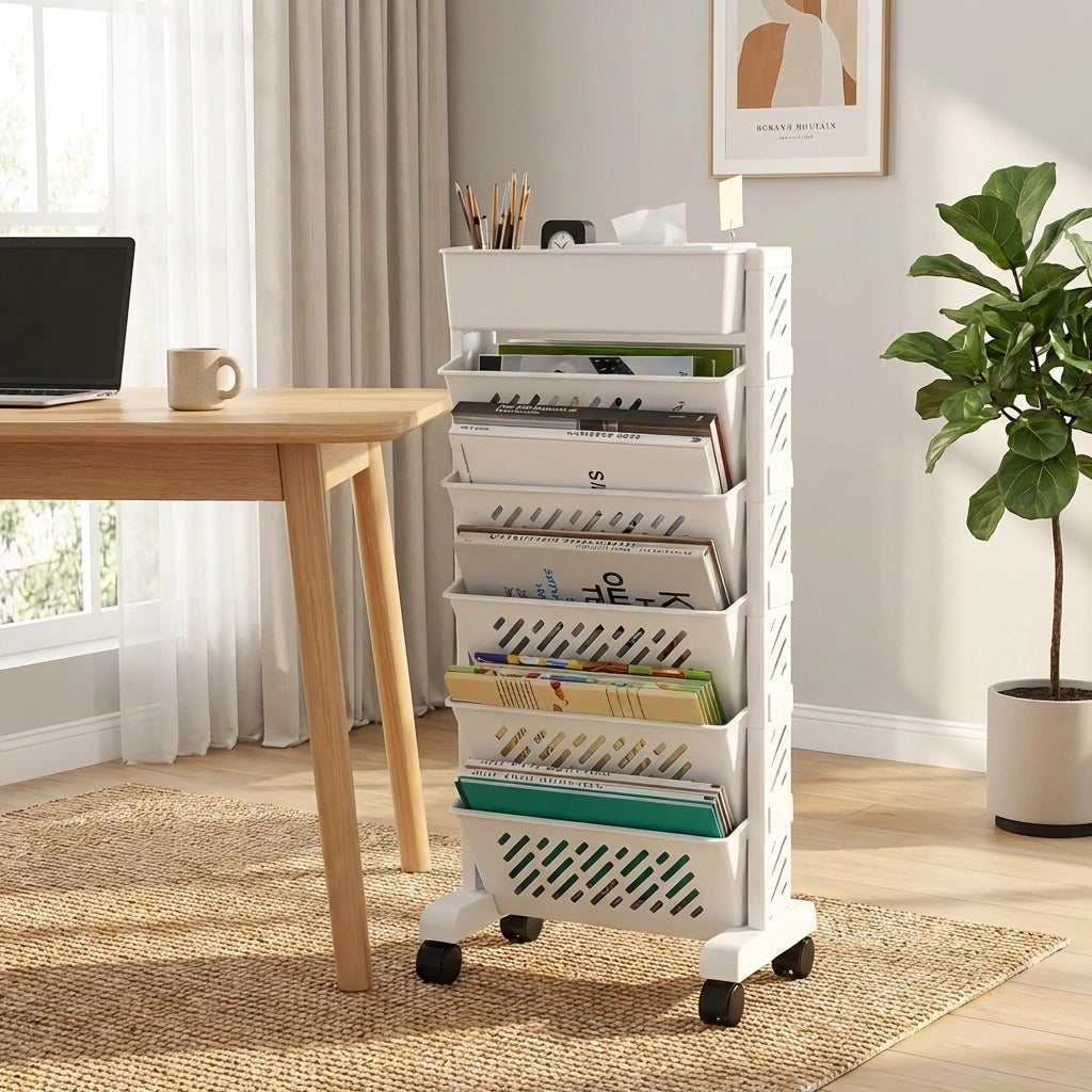 Rotating Mobile Bookshelf Organizer
