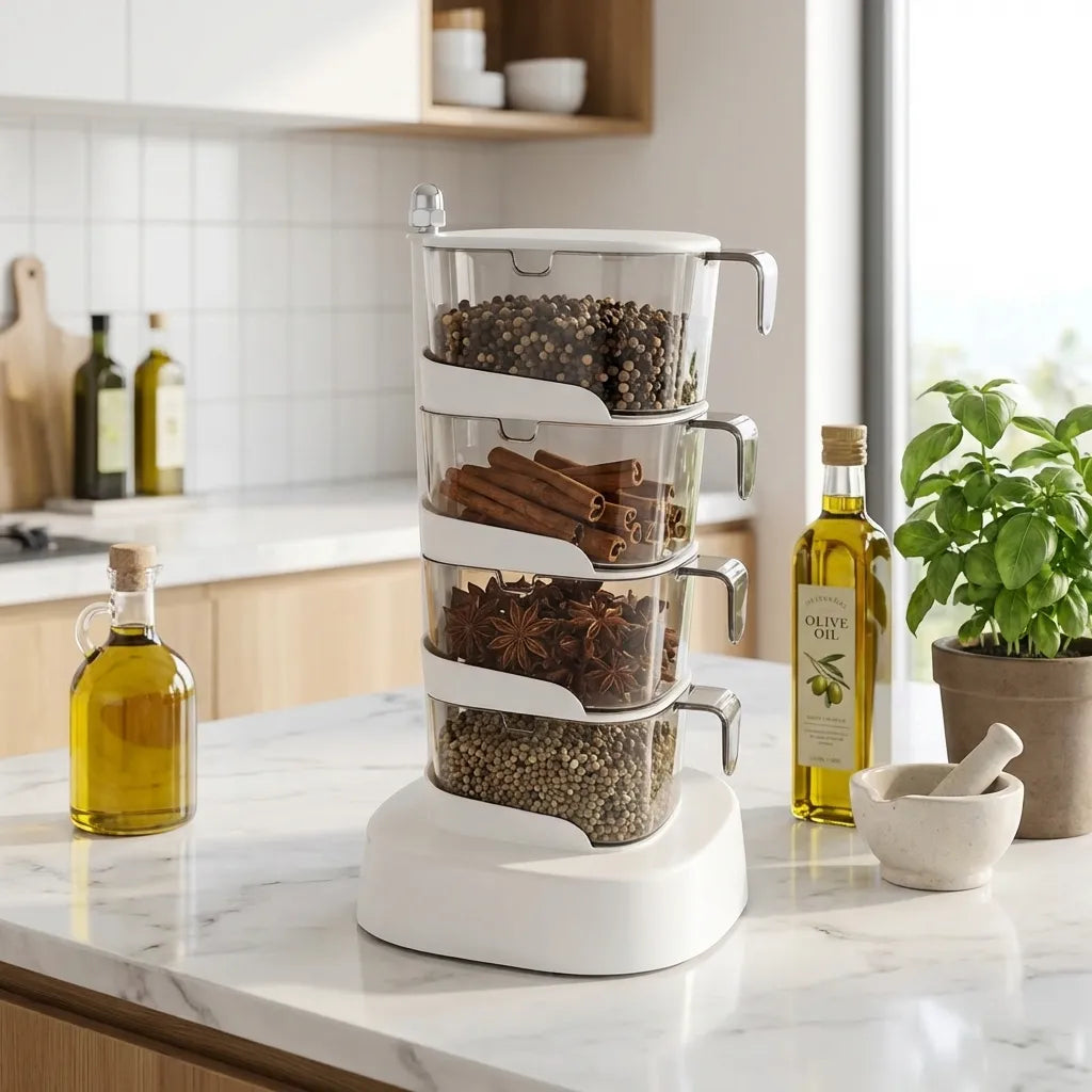 Rotating Spice Vertical Rotatable Jars