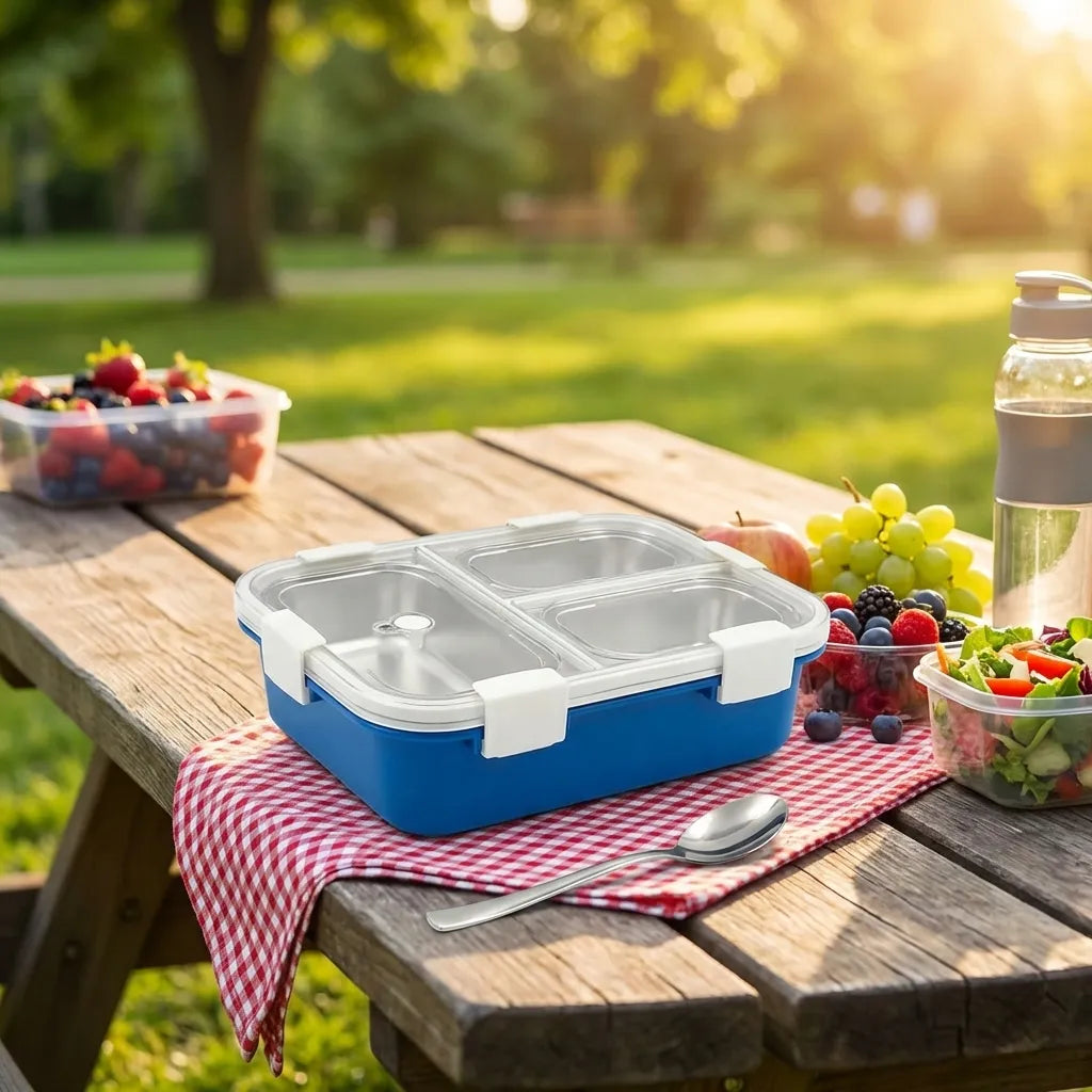 3-Compartment Stainless Steel Lunch Box