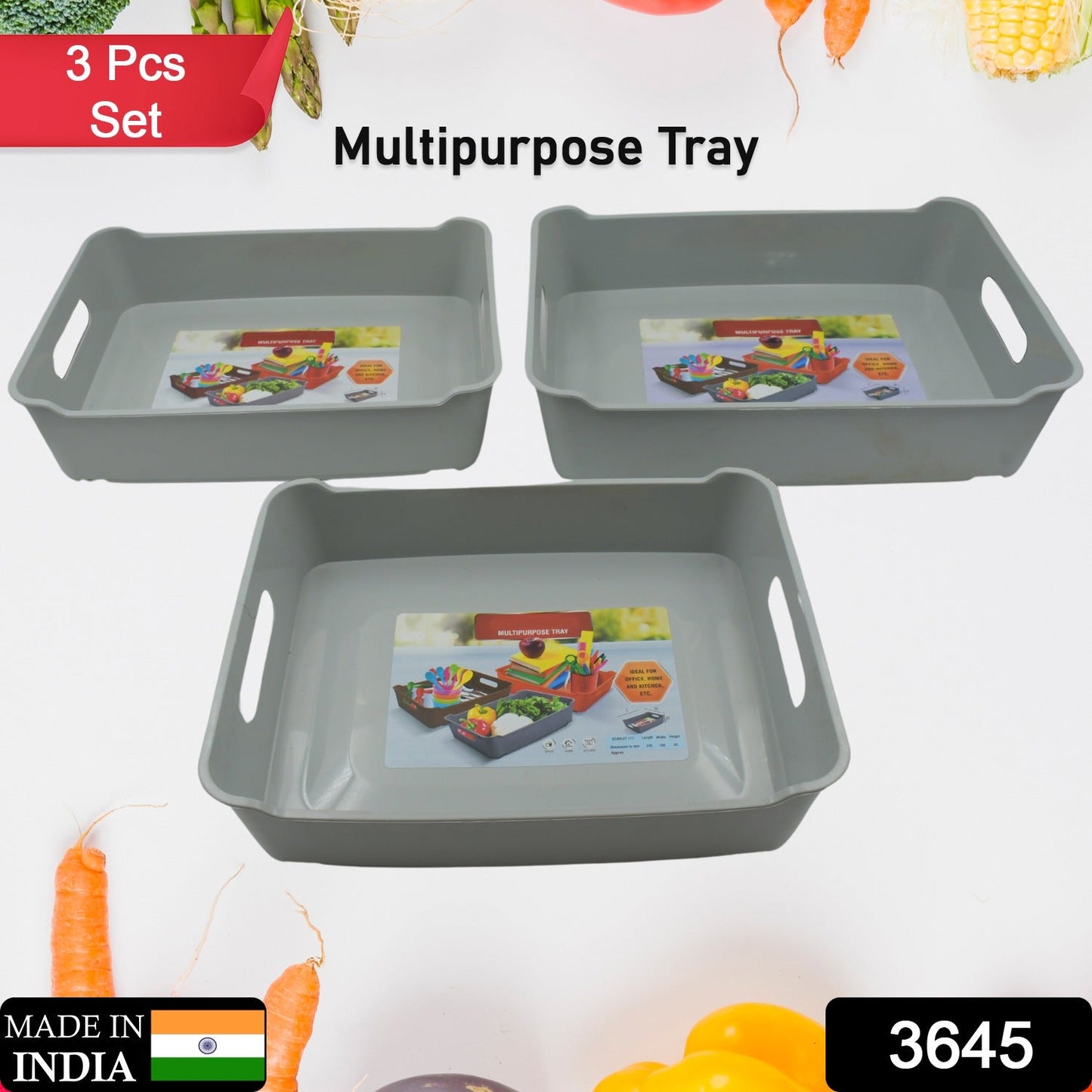 Multipurpose scarlet tray 3pcs