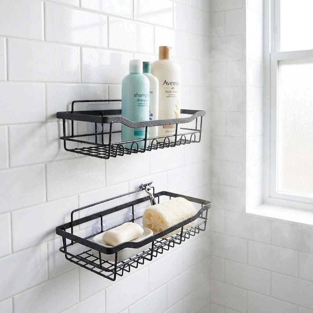 No-Drill Shower Shelf Combo