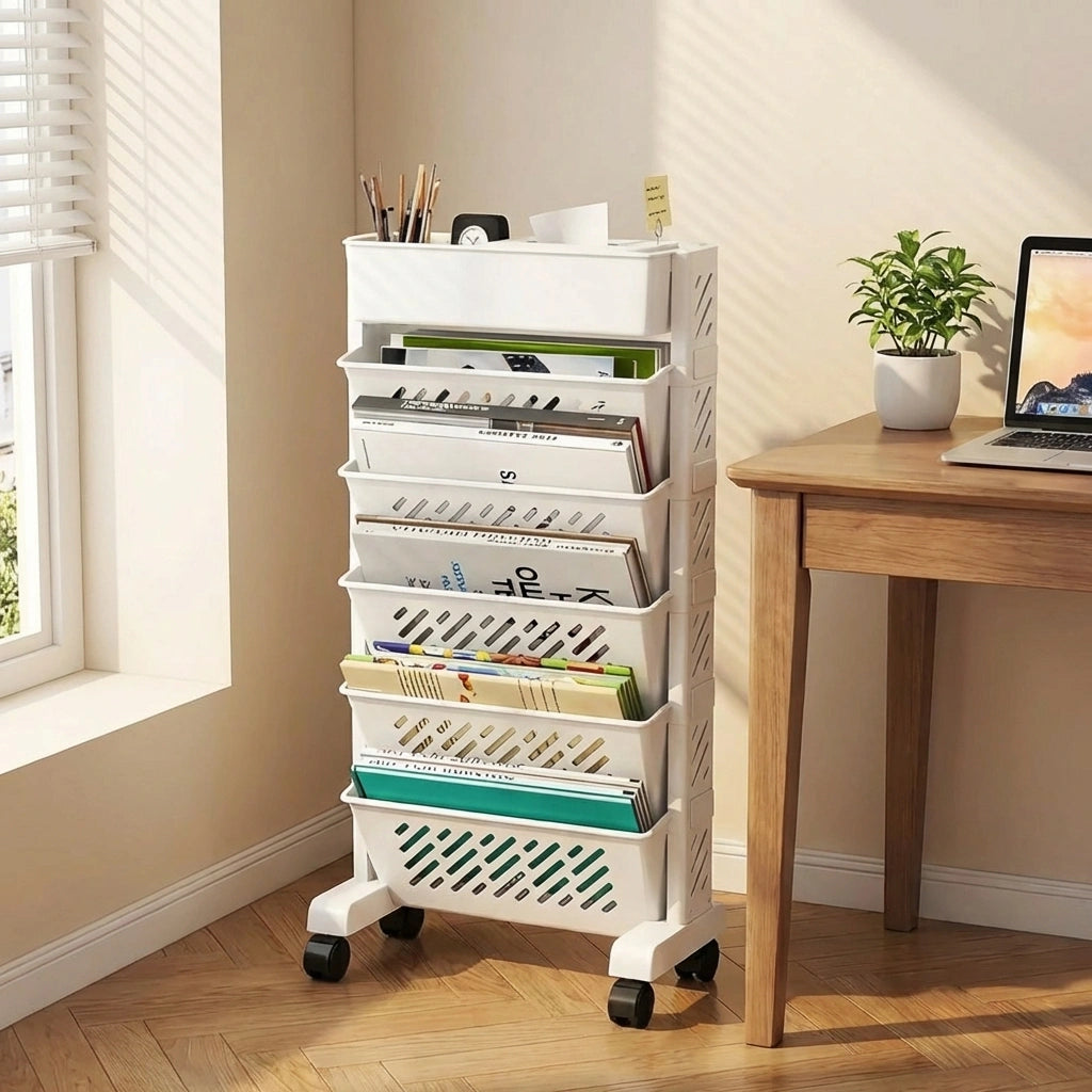 Rotating Mobile Bookshelf Organizer