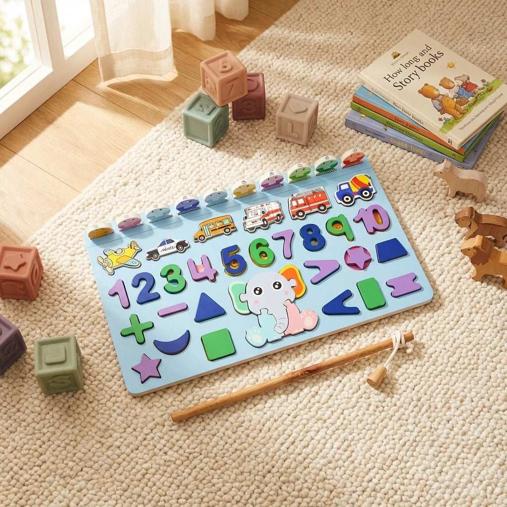 Wooden Number Puzzle Board