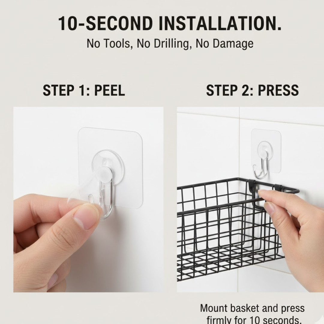 No-Drill Shower Shelf Combo