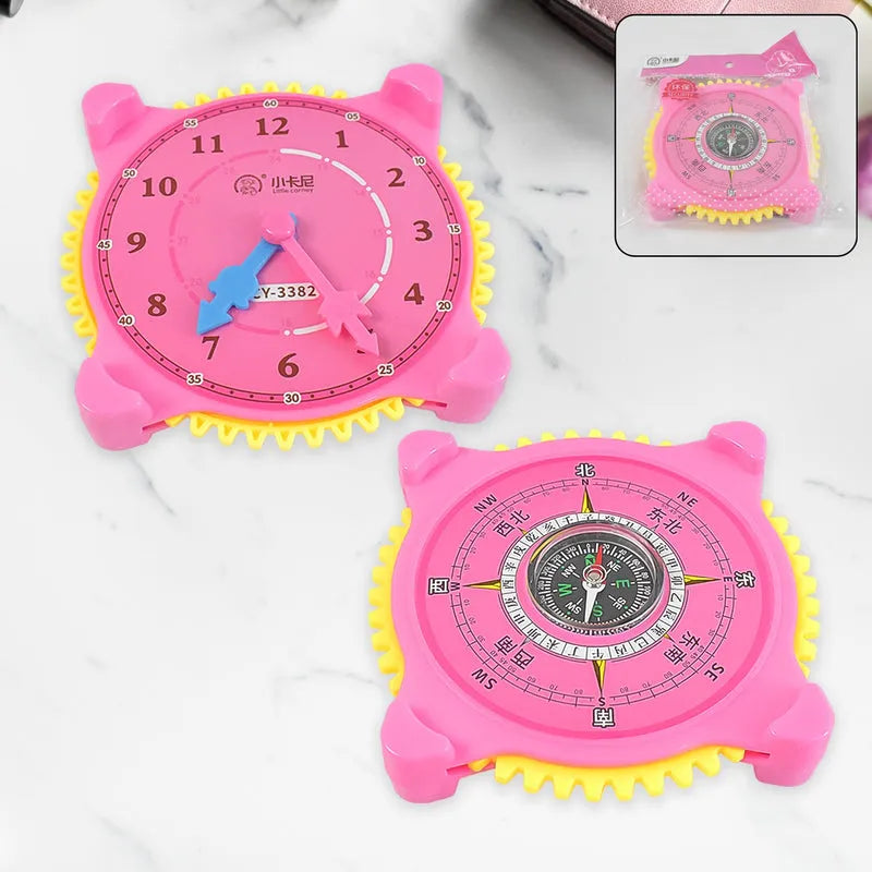 2-in-1 Navigation Direction North-south Compass With Clock (1 Pc) - Home Improvement