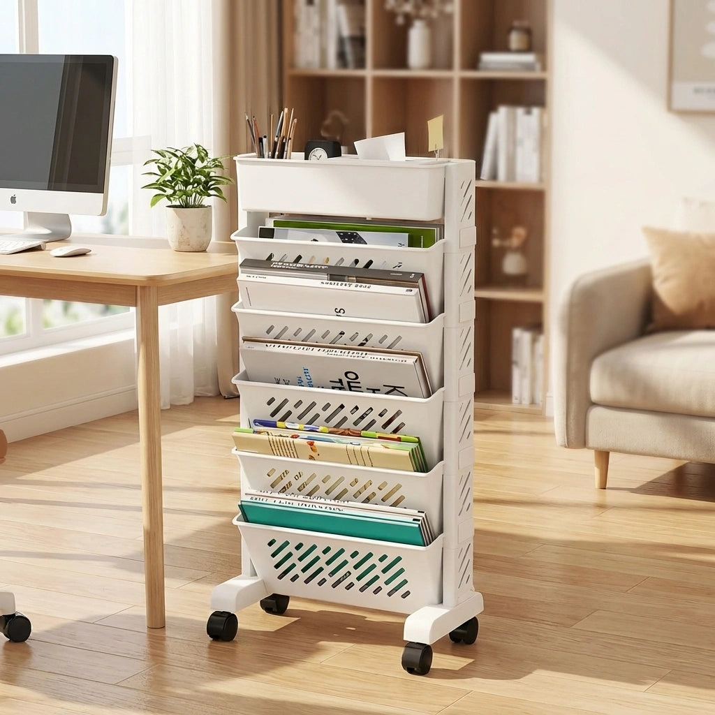 Rotating Mobile Bookshelf Organizer