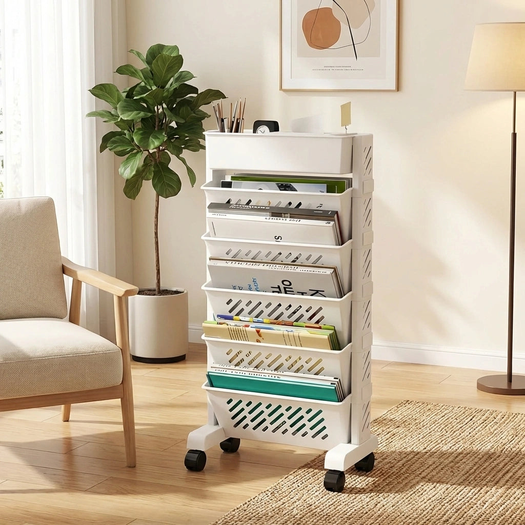 Rotating Mobile Bookshelf Organizer
