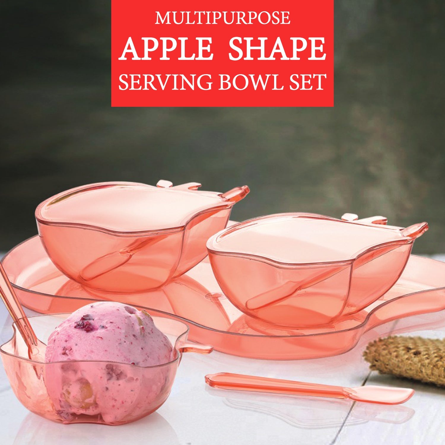 Best 2969 apple shape 2piece serving set of bowl with spoon tray. Dinnerware snacks pickle - serveware | 2025 | fast