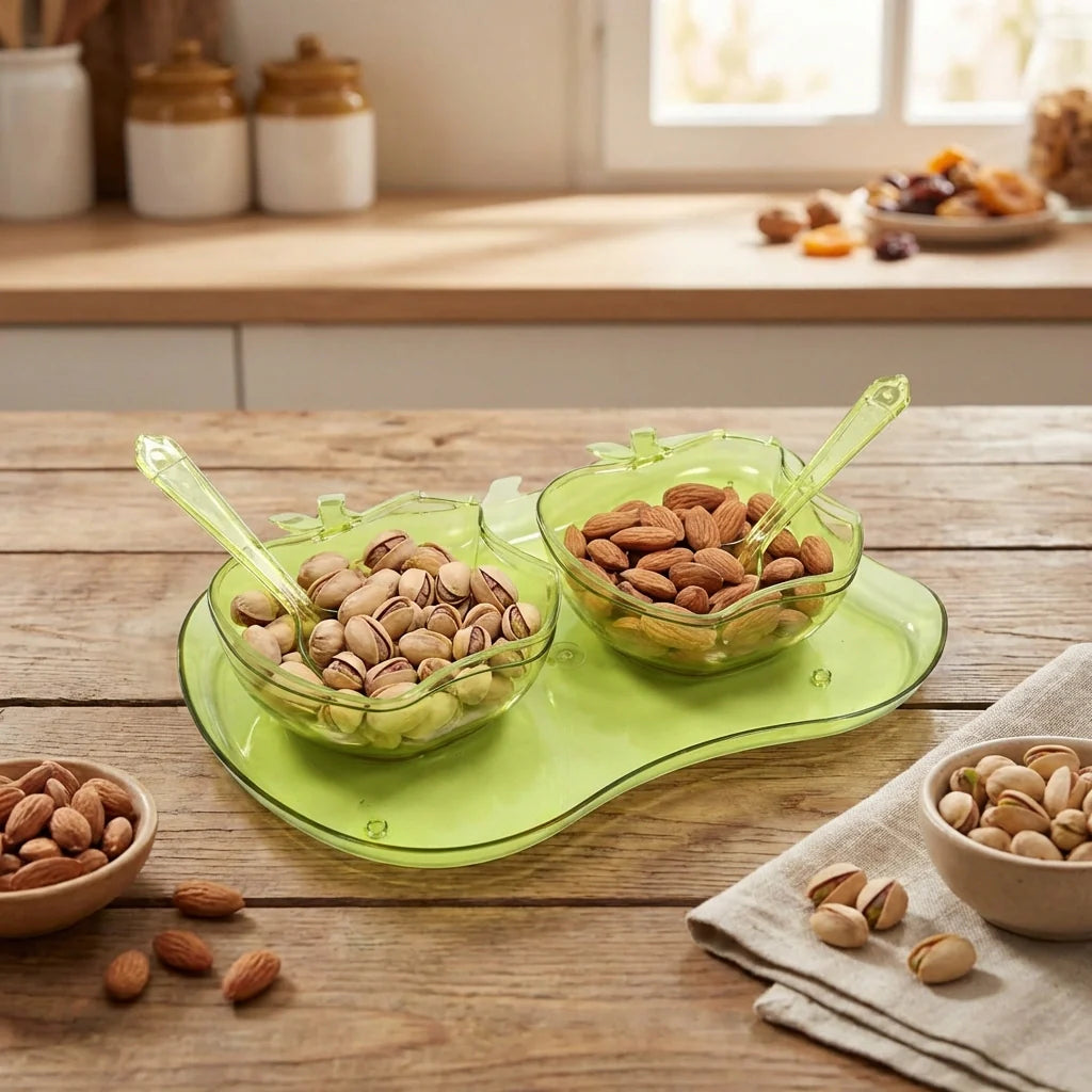 Best 2969 apple shape 2piece serving set of bowl with spoon tray. Dinnerware snacks pickle - serveware | 2026 | fast