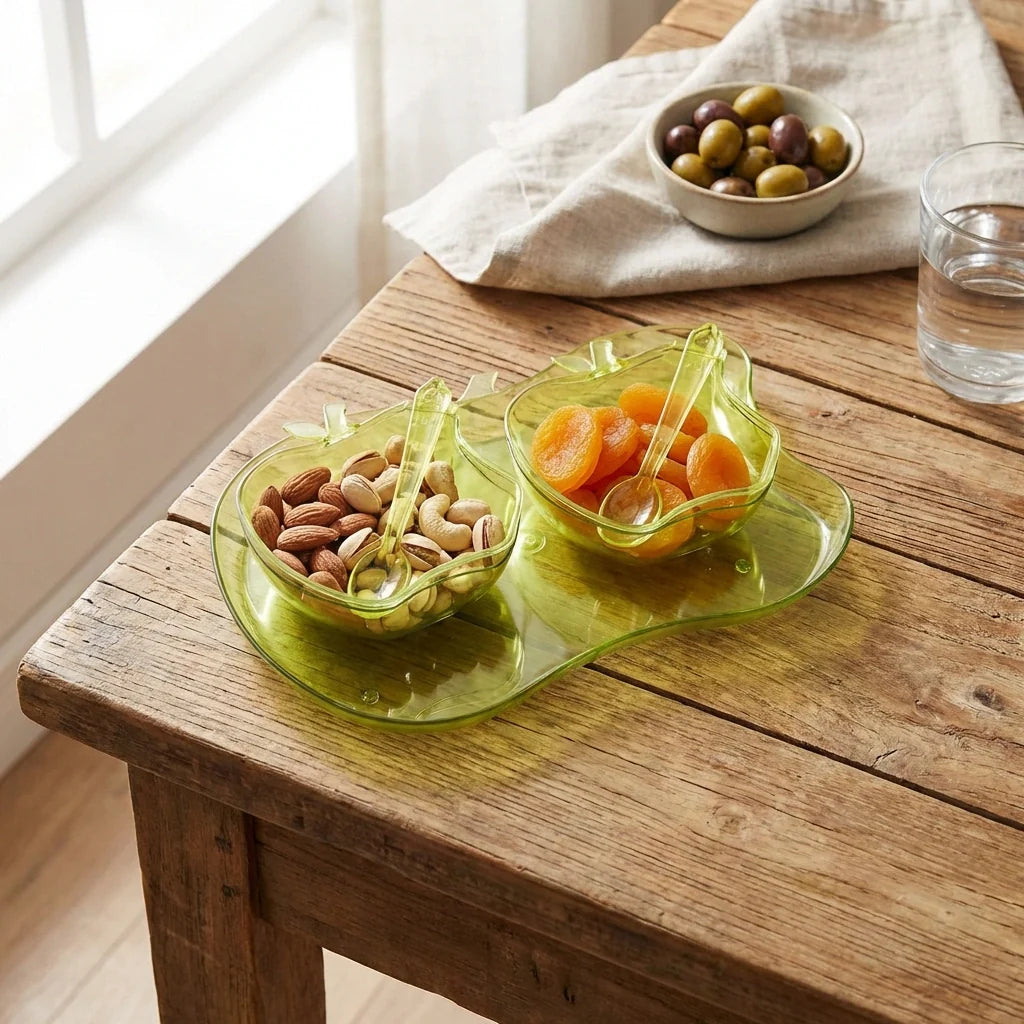 Best 2969 apple shape 2piece serving set of bowl with spoon tray. Dinnerware snacks pickle - serveware | 2026 | fast