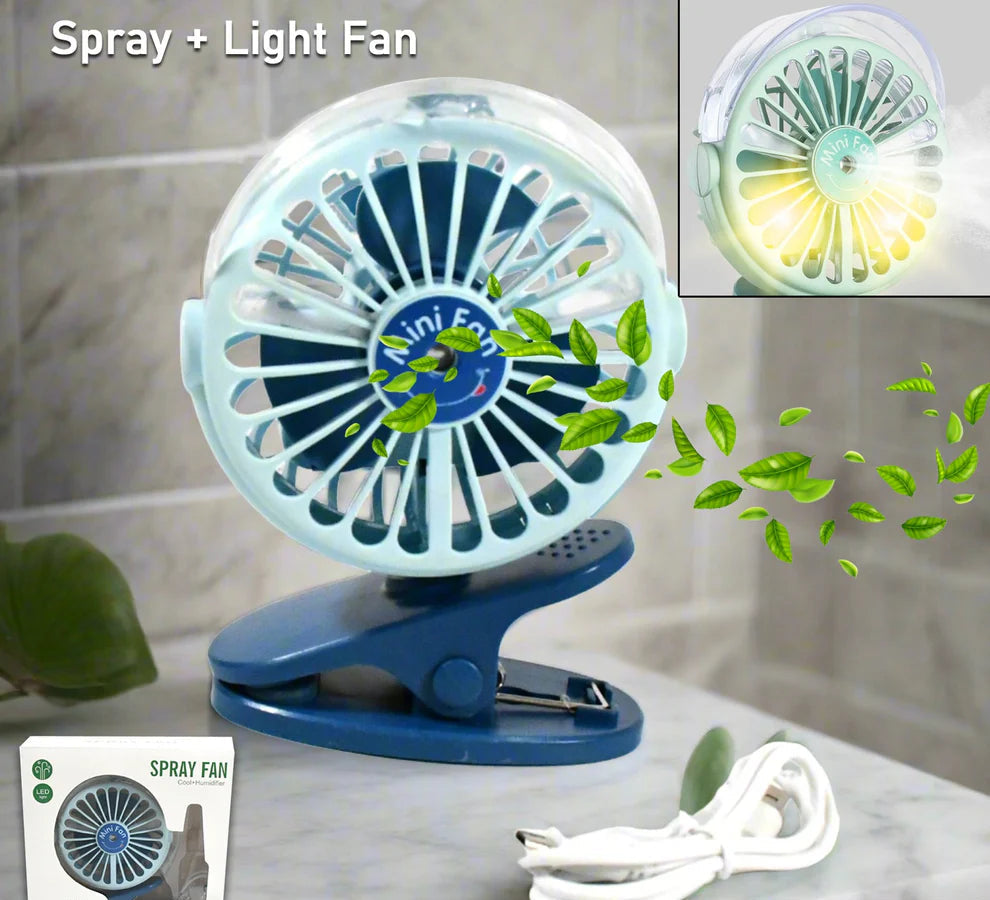 Rechargeable clip-on fan with light