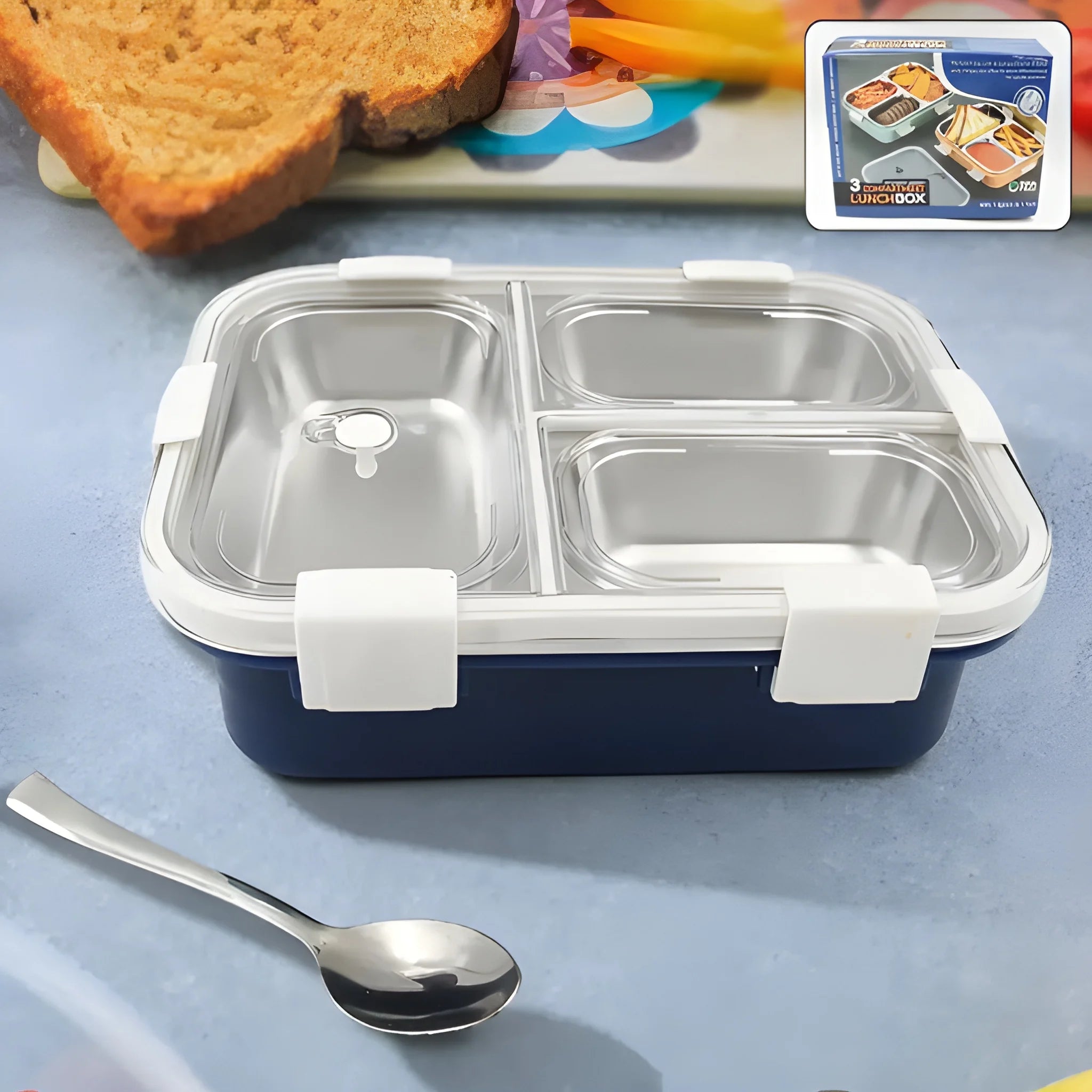 3-compartment stainless steel lunch box