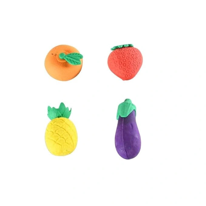 3D Fruits & Vegetables Erasers Set - Office