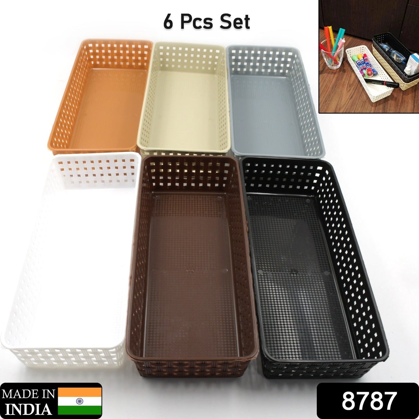 Plastic Multipurpose Desk Organizer (6 Pcs Set)