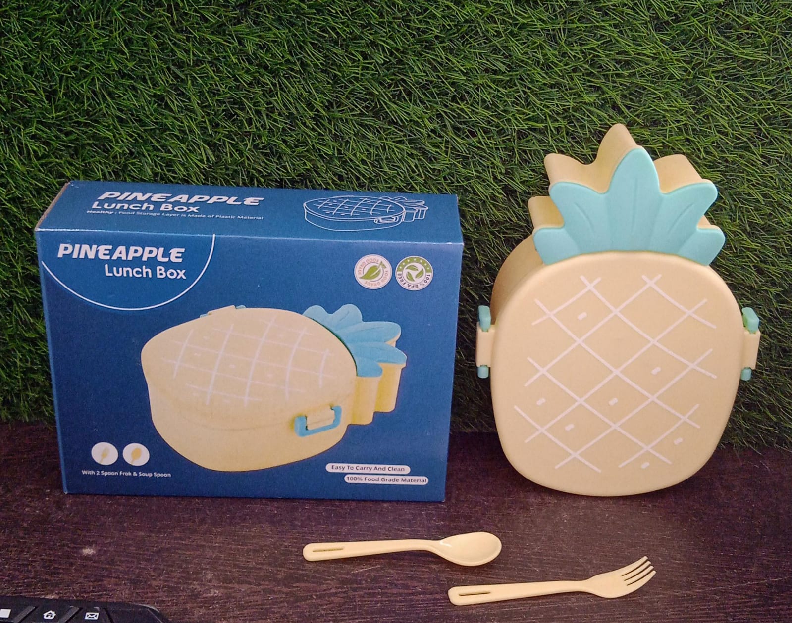 Kids Pineapple Shaped Lunch Box With Spoon-Fork