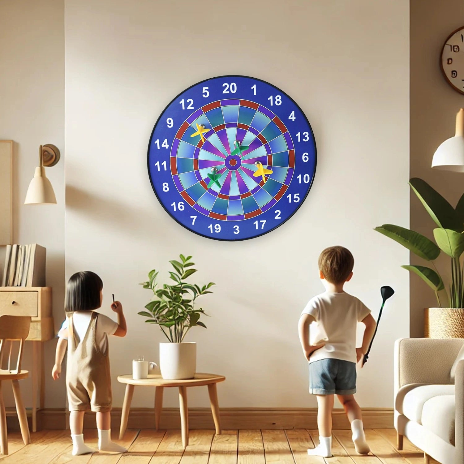Magnetic dartboard game set