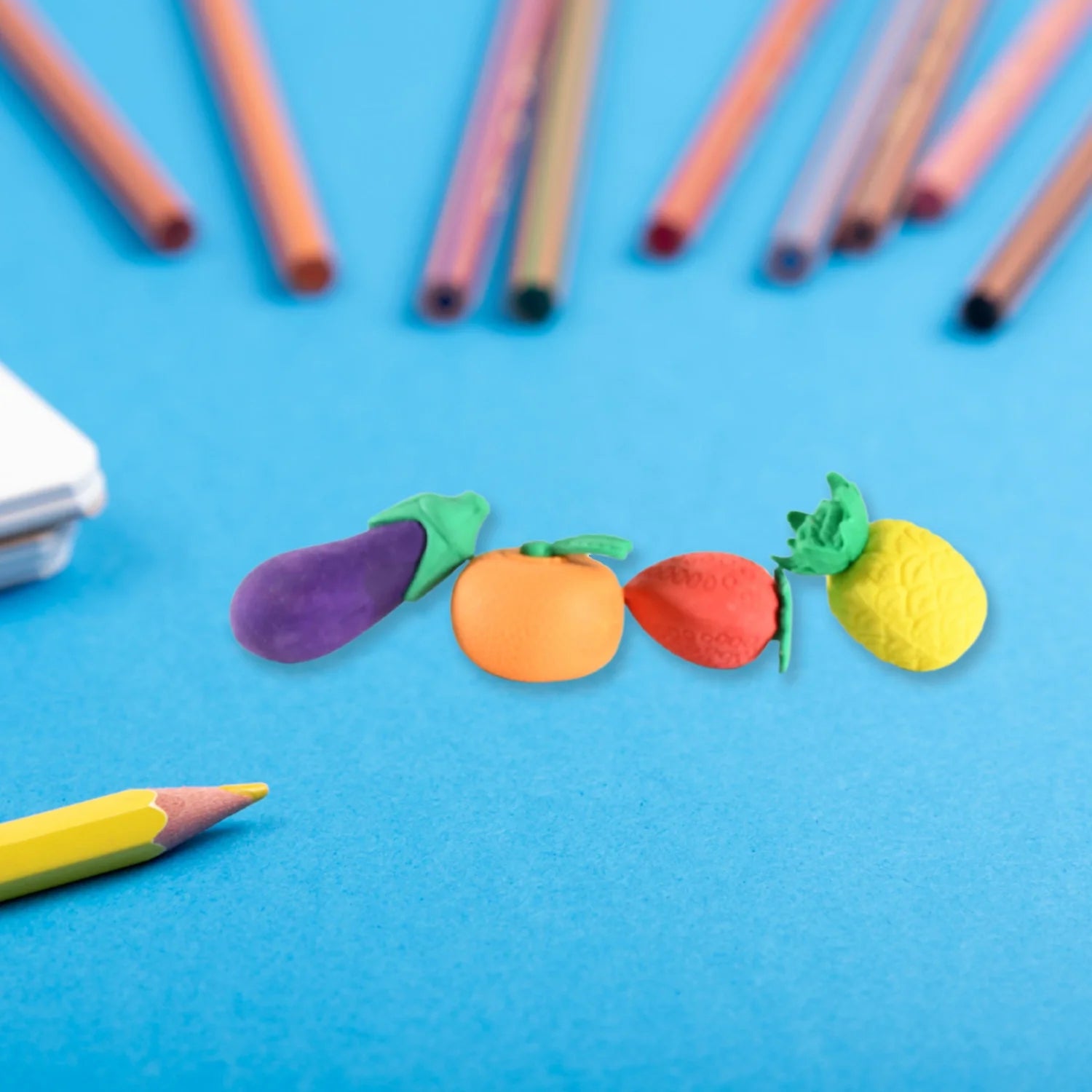 3D Fruits & Vegetables Erasers Set - Office