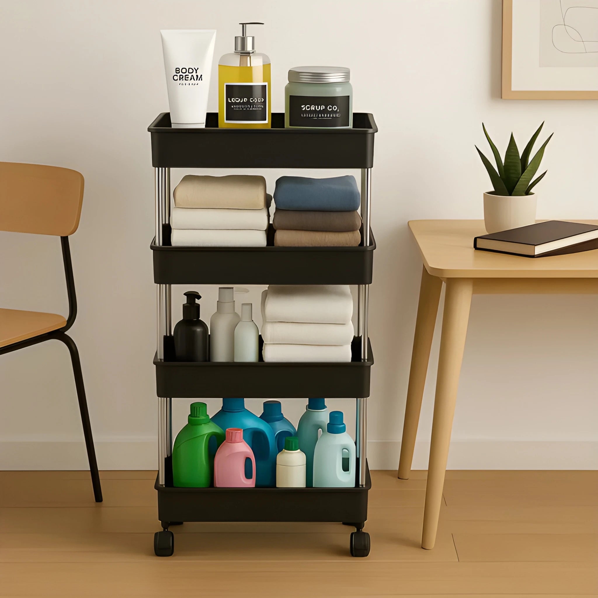 4-layer rolling storage cart