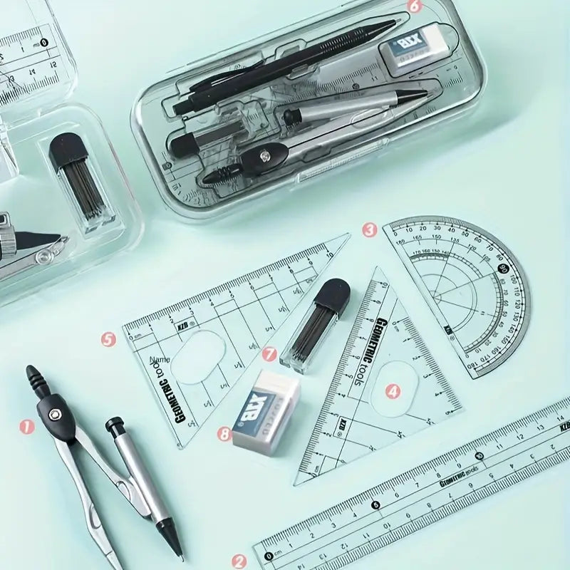 4-piece Geometry Set Triangle Ruler Protractor Straight - Office