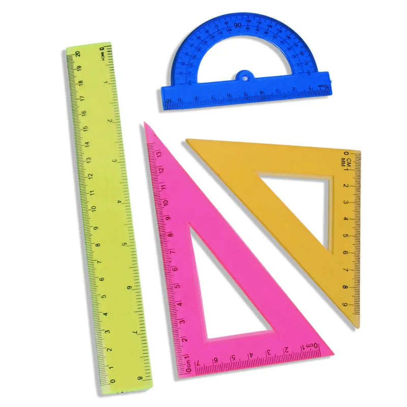 4-piece Geometry Set Triangle Ruler Protractor Straight - Office
