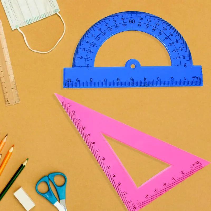 4-piece Geometry Set Triangle Ruler Protractor Straight - Office